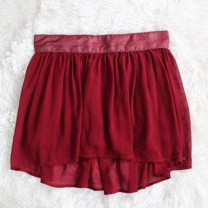 NWOT Hollister Red Mini Skirt w/Sparkly Waist Band Size Small